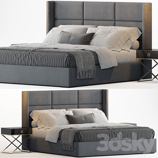 RH Modena Rectangular Channel Shelter Fabric Platform Bed 3DSMax File - thumbnail 1