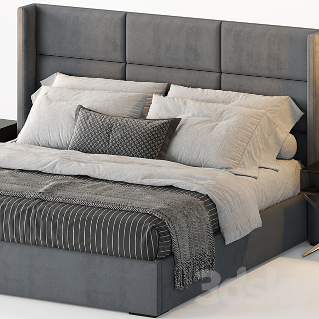 RH Modena Rectangular Channel Shelter Fabric Platform Bed 3DSMax File - thumbnail 2