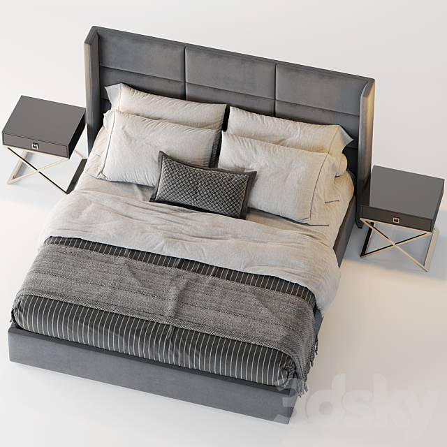 RH Modena Rectangular Channel Shelter Fabric Platform Bed 3DSMax File - thumbnail 3