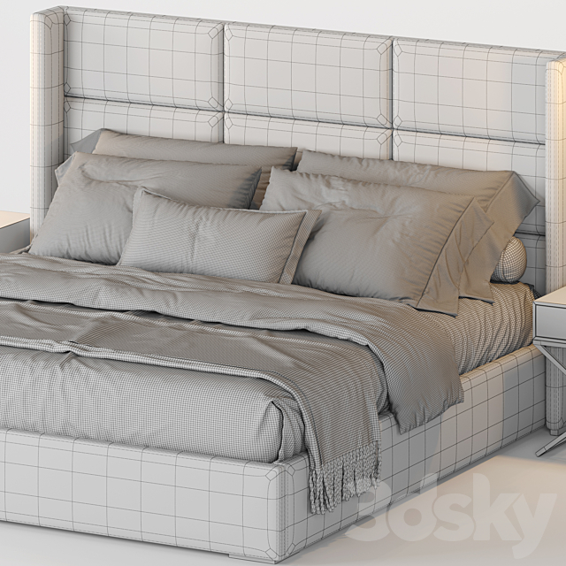 RH Modena Rectangular Channel Shelter Fabric Platform Bed 3DSMax File - thumbnail 4