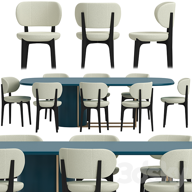 HORUS table and RICHMOND chairs by Secolo 3DSMax File - thumbnail 1