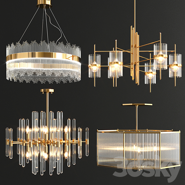 Collection of modern chandeliers 3DSMax File - thumbnail 1