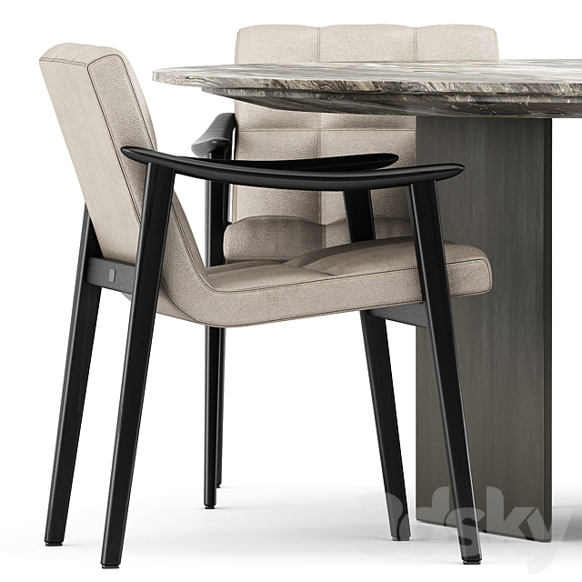 FYNN chair and LINHA DINING TABLE by Minotti 3DSMax File - thumbnail 3