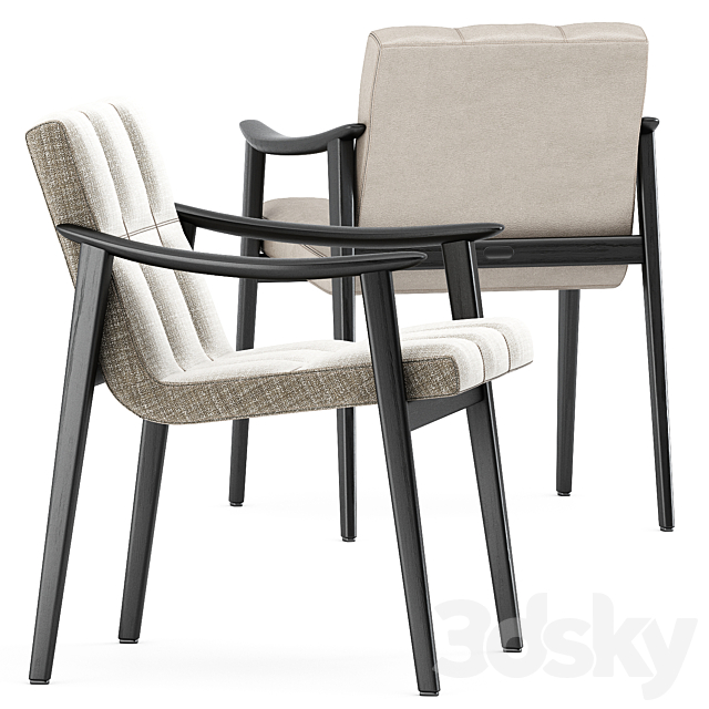 FYNN chair and LINHA DINING TABLE by Minotti 3DSMax File - thumbnail 4