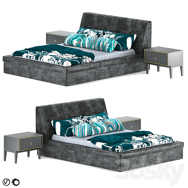 Ndesign Secret Bed + Nightstands 3DSMax File - thumbnail 1