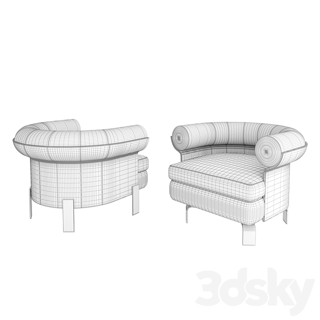 Minotti mattia armchairs 3DSMax File - thumbnail 3