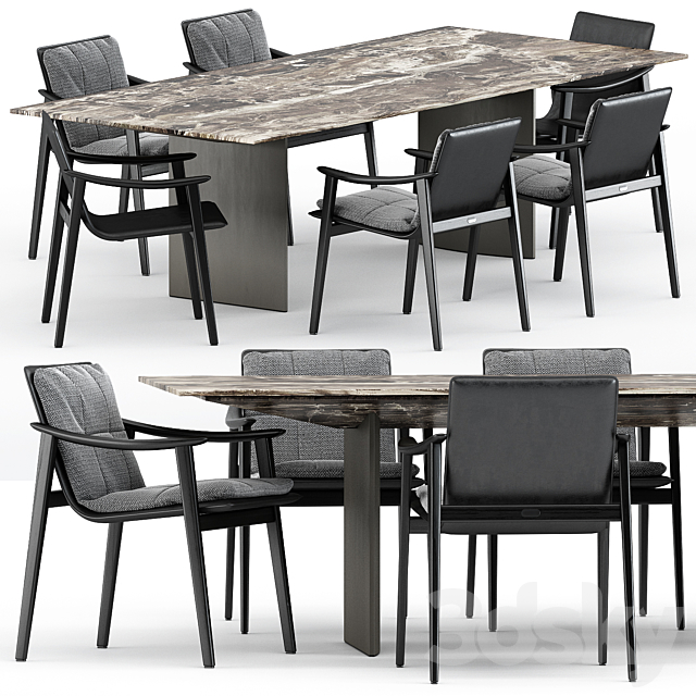 FYNN chair and LINHA DINING TABLE 3 by Minotti 3DSMax File - thumbnail 1
