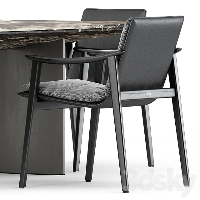 FYNN chair and LINHA DINING TABLE 3 by Minotti 3DSMax File - thumbnail 3