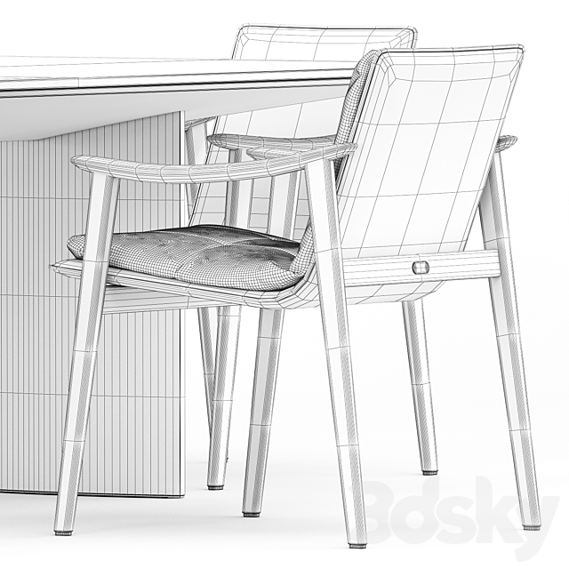 FYNN chair and LINHA DINING TABLE 3 by Minotti 3DSMax File - thumbnail 5