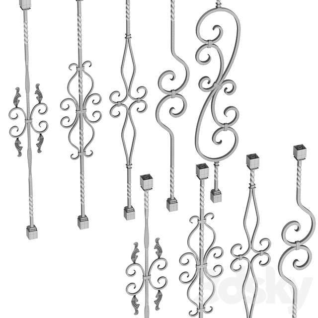 Wrought Iron Bundle No2 Railing 3dskyfree