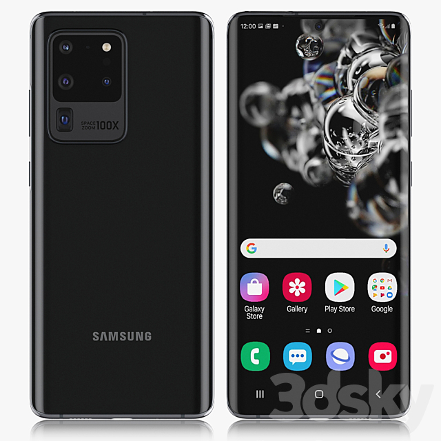 Samsung Galaxy 20 Ultra 5G Cosmic Black 3DSMax File - thumbnail 1