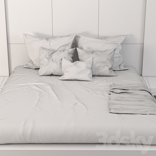 Wood Queen bed minimal 3DSMax File - thumbnail 5