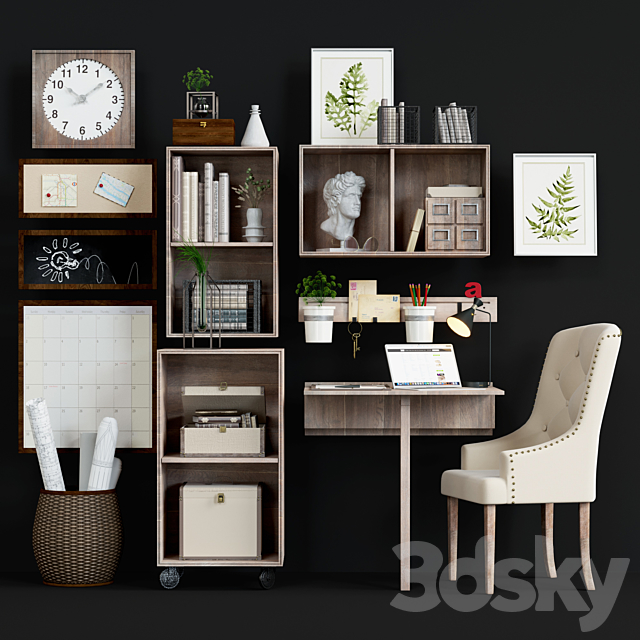 Mission Essential Office Set Pottery Barn 3DSMax File - thumbnail 1