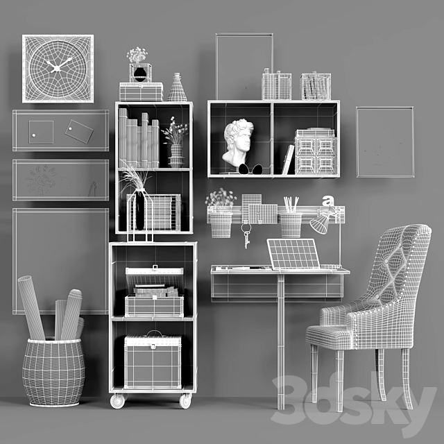 Mission Essential Office Set Pottery Barn 3DSMax File - thumbnail 5