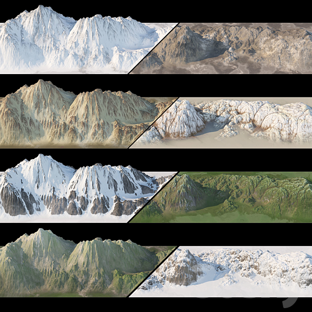 Mountain chain. 8 textures. 3DSMax File - thumbnail 2