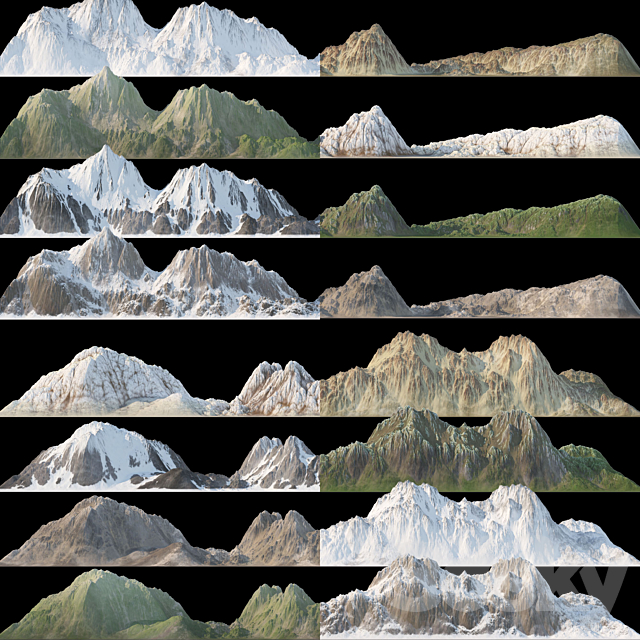 Mountain chain. 8 textures. 3DSMax File - thumbnail 3