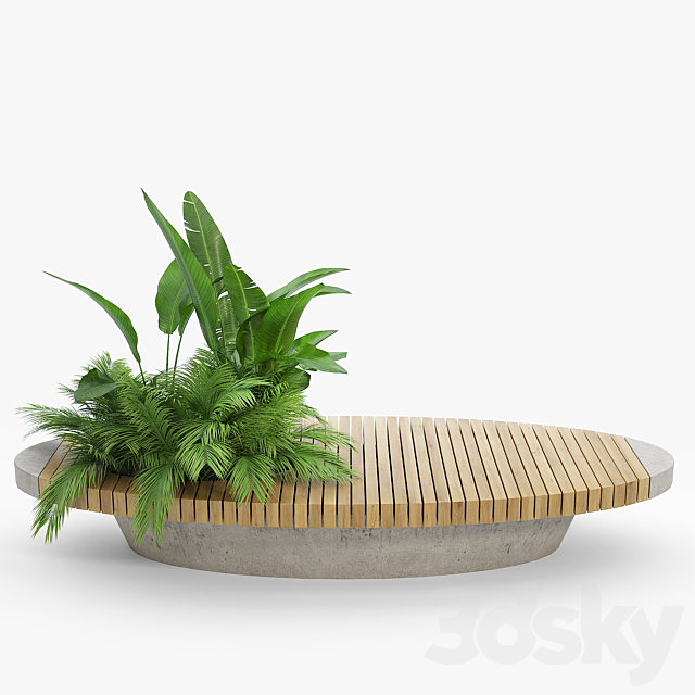bench flowerbed 3dsky