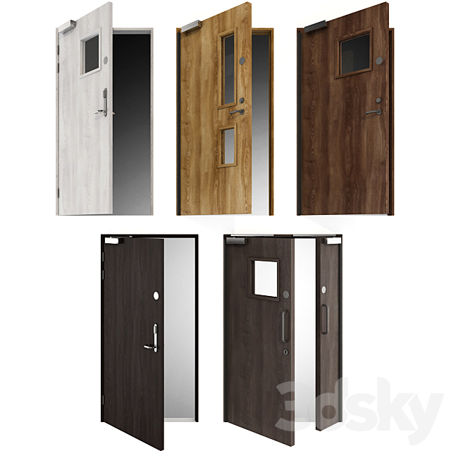 Wooden swing fire doors 3dskyfree