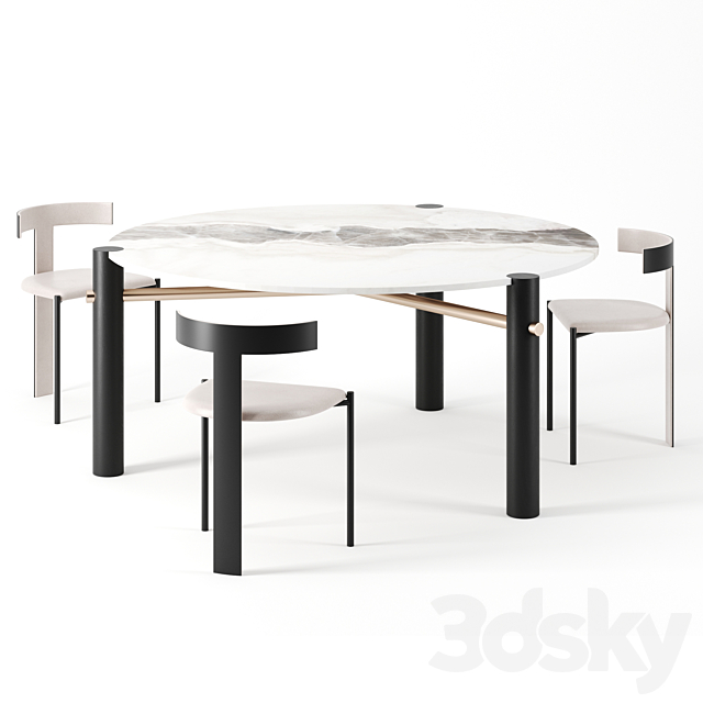 Dining set by Baxter with Thalantha table 3DSMax File - thumbnail 1