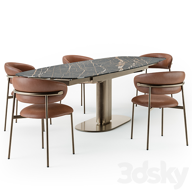 Calligaris Cameo table open Oleandro chair 3DSMax File - thumbnail 3