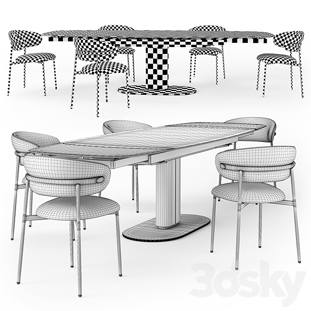 Calligaris Cameo table open Oleandro chair 3DSMax File - thumbnail 4