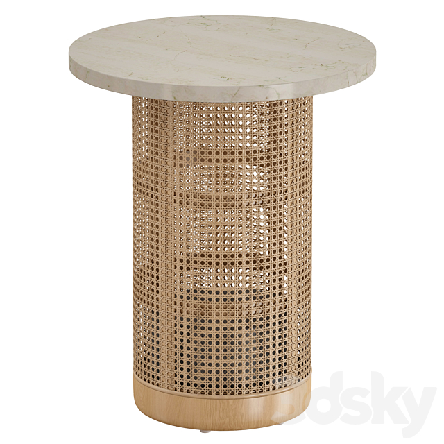 Vernet Travertine Cane End Table (Crate and Barrel) 3DSMax File - thumbnail 1