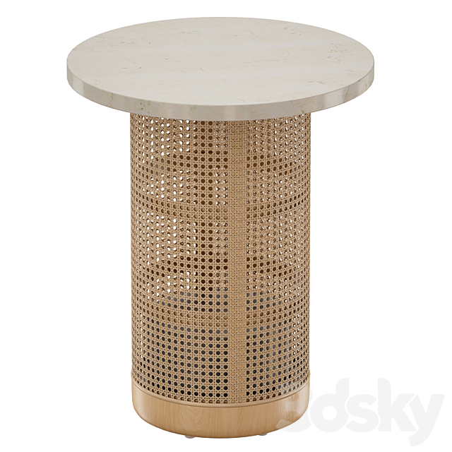 Vernet Travertine Cane End Table (Crate and Barrel) 3DSMax File - thumbnail 2