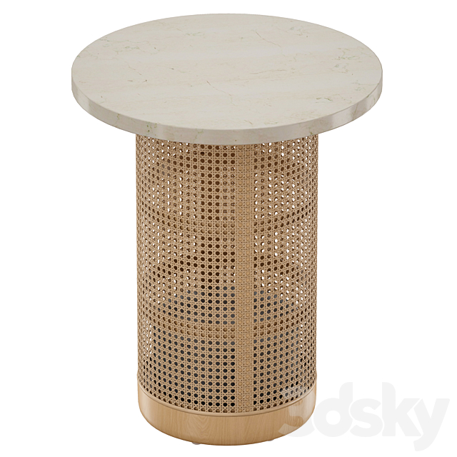 Vernet Travertine Cane End Table (Crate and Barrel) 3DSMax File - thumbnail 4