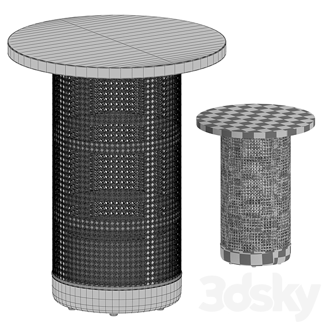 Vernet Travertine Cane End Table (Crate and Barrel) 3DSMax File - thumbnail 5