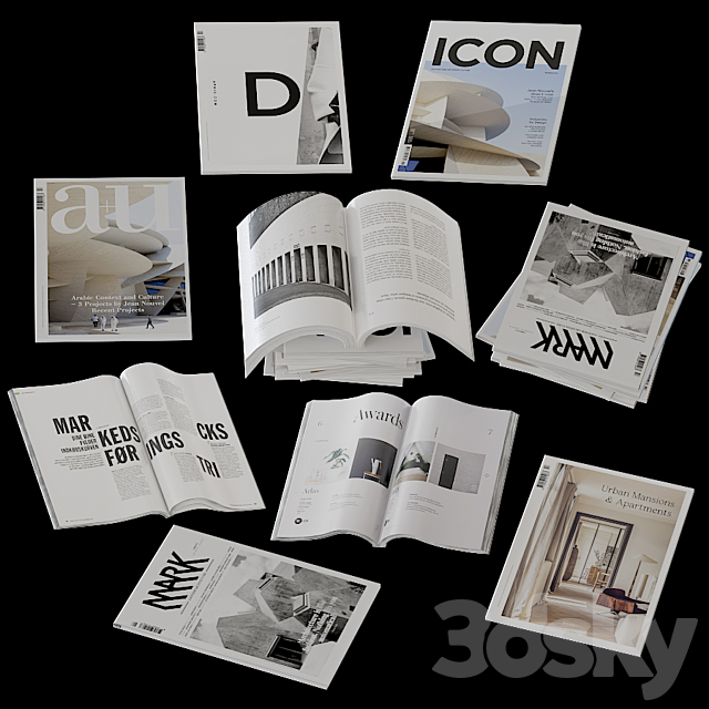 Collection of open and closed magazines 3DSMax File - thumbnail 1
