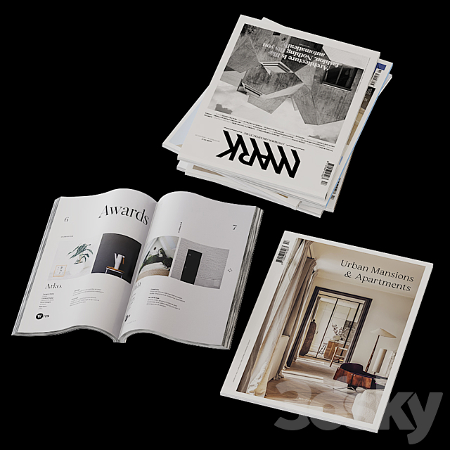 Collection of open and closed magazines 3DSMax File - thumbnail 3