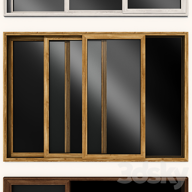 Sliding stained glass wooden doors 3dskyfree