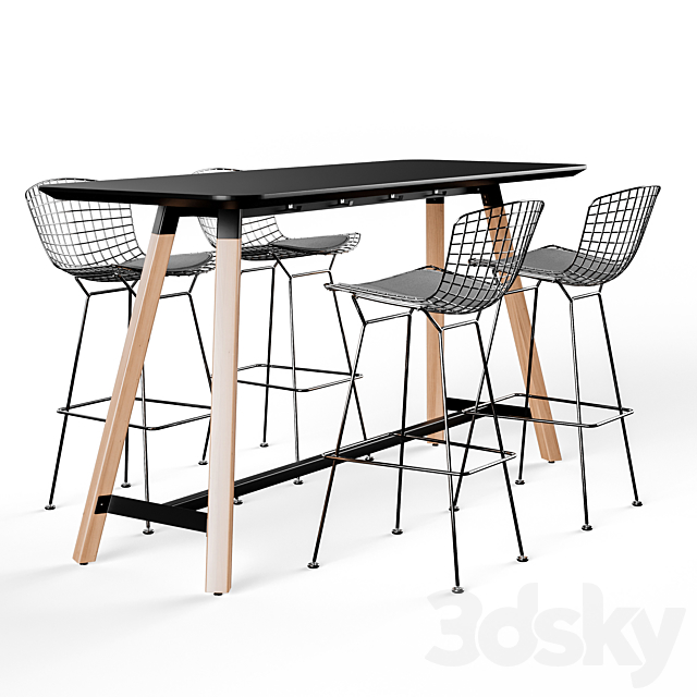 Knoll Bertoia Barstool Rockwell Unscripted Tall Table 3DSMax File - thumbnail 1