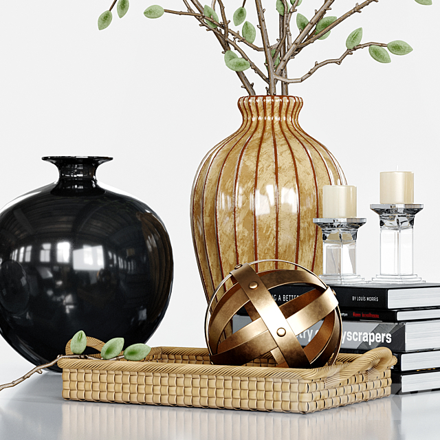 Decor Set with green almonds 3d