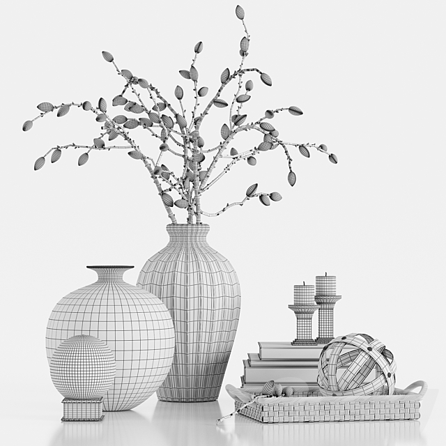 Decor Set with green almonds 3dsky