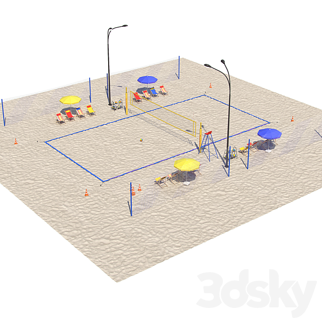 Beach volleyball 3dsky