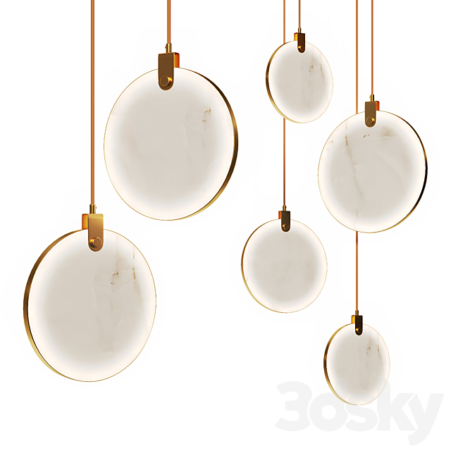 Pendant lamp in brass and marble 3DSMax File - thumbnail 1