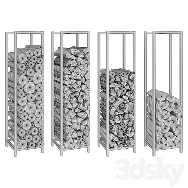 Fireplace wood 3d