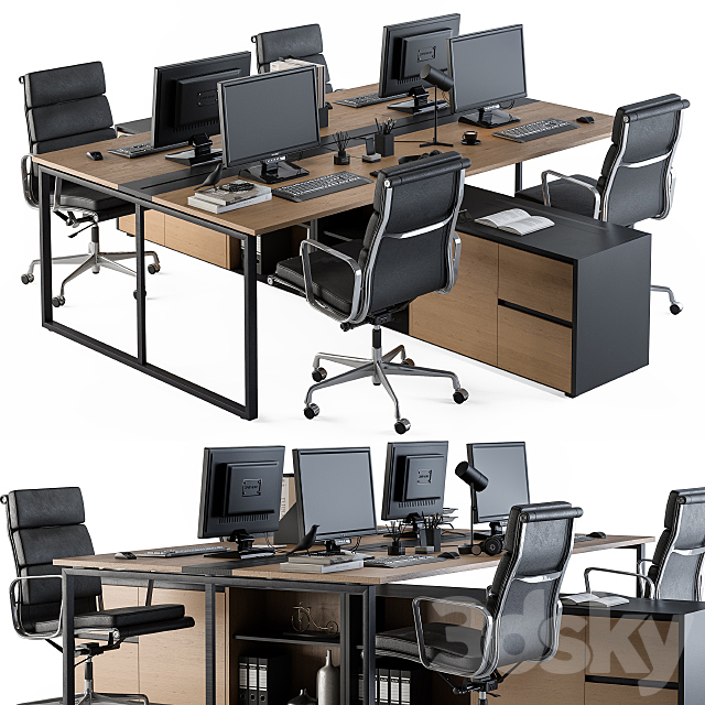 Office Furniture – employee Set 13 3DSMax File - thumbnail 1