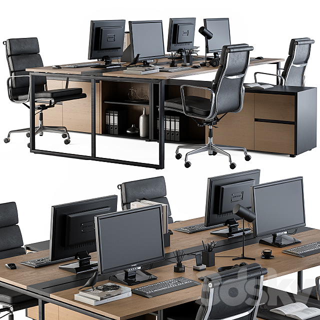 Office Furniture – employee Set 13 3DSMax File - thumbnail 2