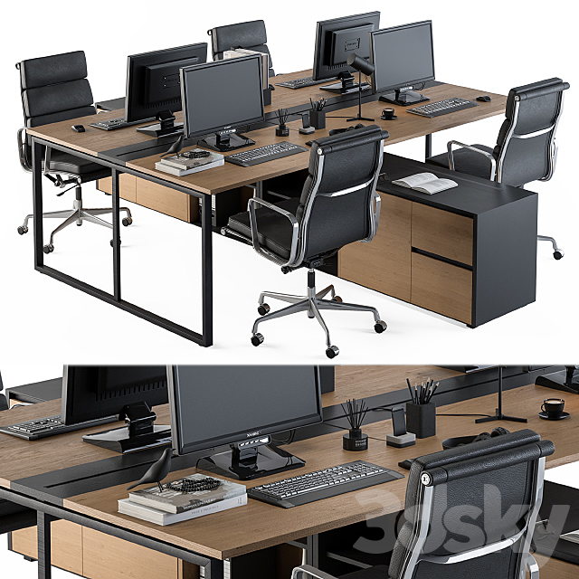 Office Furniture – employee Set 13 3DSMax File - thumbnail 3
