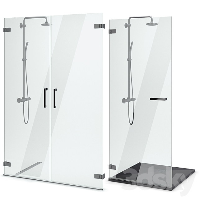 Shower enclosures and doors Radaway | Arta black set 104 3DSMax File - thumbnail 2