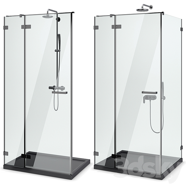 Shower enclosures and doors Radaway | Arta black set 104 3DSMax File - thumbnail 3