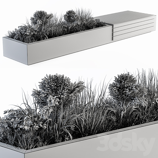 Urban Furniture _ Architecture Bench with Plants 07 3DSMax File - thumbnail 4