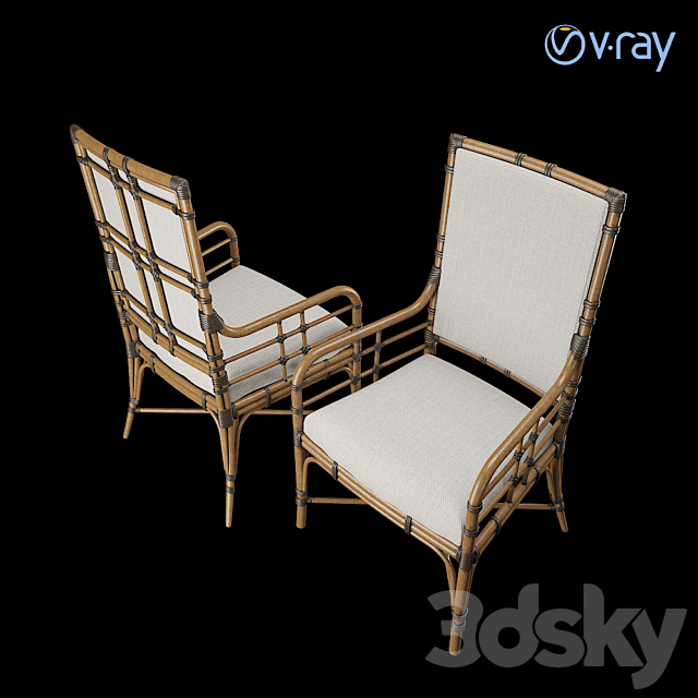 Tropical – Summer Isle Upholstered Arm Chair 3DSMax File - thumbnail 3