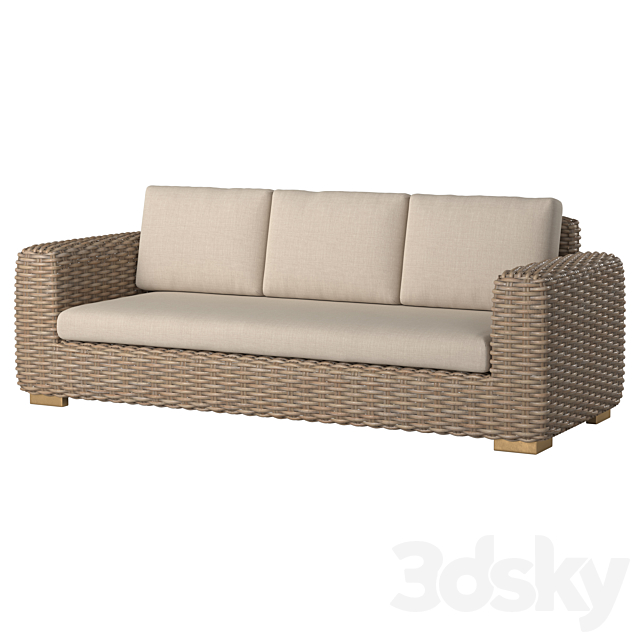3 Seat Wicker Sofa 3DSMax File - thumbnail 1