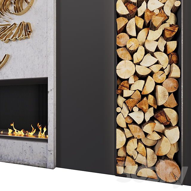 Modern fireplace _ petals 3dsky