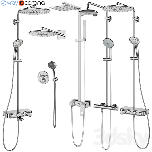 GROHE shower systems set 107 3DSMax File - thumbnail 1