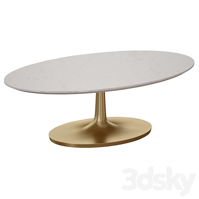 Nero White Marble Oval Coffee Table (Crate and Barrel) 3DSMax File - thumbnail 1