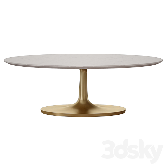 Nero White Marble Oval Coffee Table (Crate and Barrel) 3DSMax File - thumbnail 2